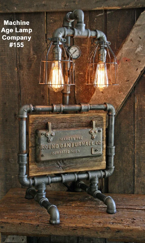 Industrial Area Lighting for Large Open SpacesSteampunk Lamp, Barn Wood and Pressure Gauge - #155 - SOLD