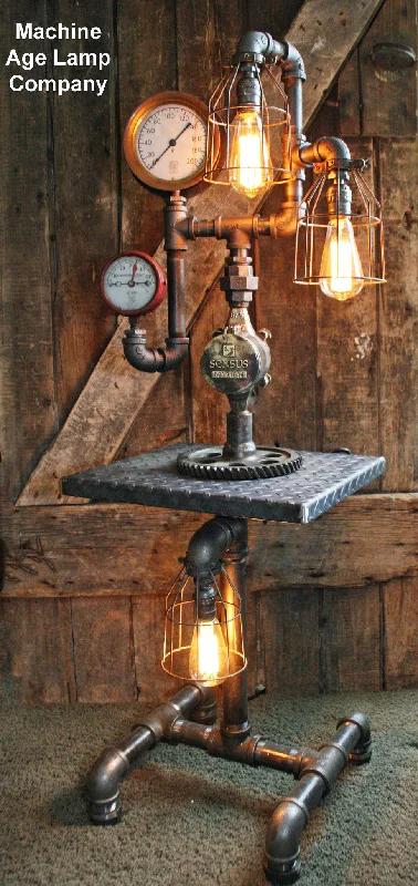 Corrosion - Resistant Industrial Lighting for Coastal FactoriesSteampunk Diamond Plate Industrial Lamp Table Stand Floor 2