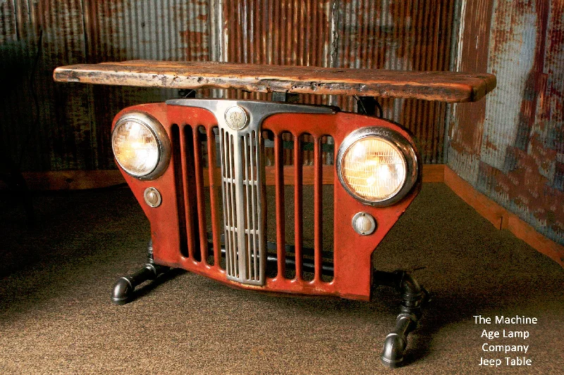 Industrial Lighting for Electronics ManufacturingIndustrial Antique Jeep CJ Military Willys Grille Table or lamp Stand - #746 - SOLD