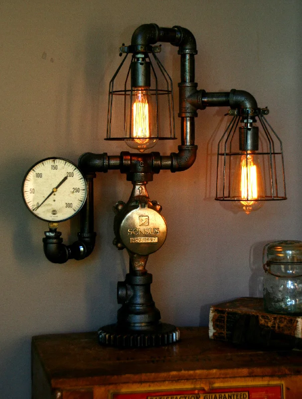 Industrial Pendant Lighting for Machine ShopsMachine Age Steam Gauge Lamp #43 - SOLD