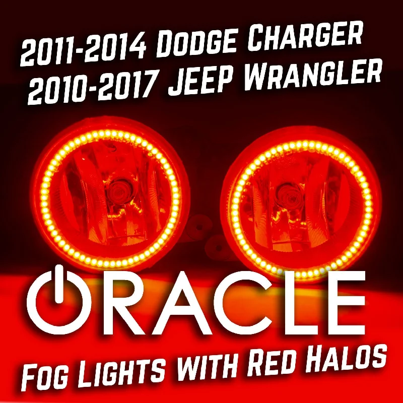 Energy - efficient track lighting fixtures2011-14 Dodge Charger 2010-2017 Jeep Wrangler Fog Lights with RED ORACLE LED Kit - CLEARANCE