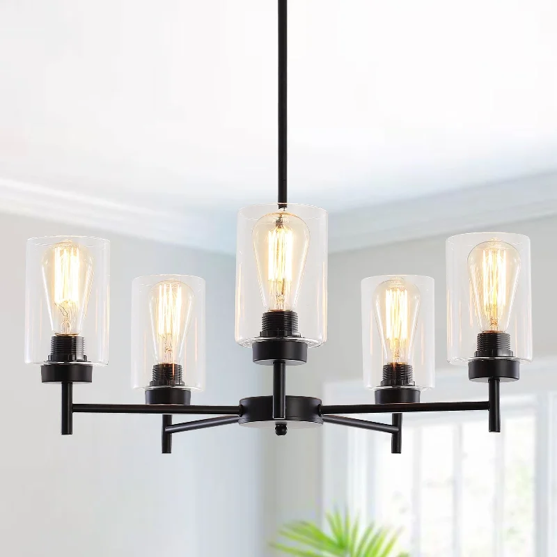 Chandeliers with Murano Glass for a High - End Artistic Touch5-Light 5.9"H x 24.3"W Farmhouse Chandelier for Living Room Bedroom