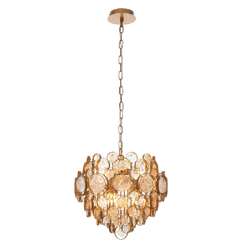 Chandeliers with Dimmable Lights for Ambiance ControlAntique Gold Chandelier With Clear And Amber Glass Details - ID 11118