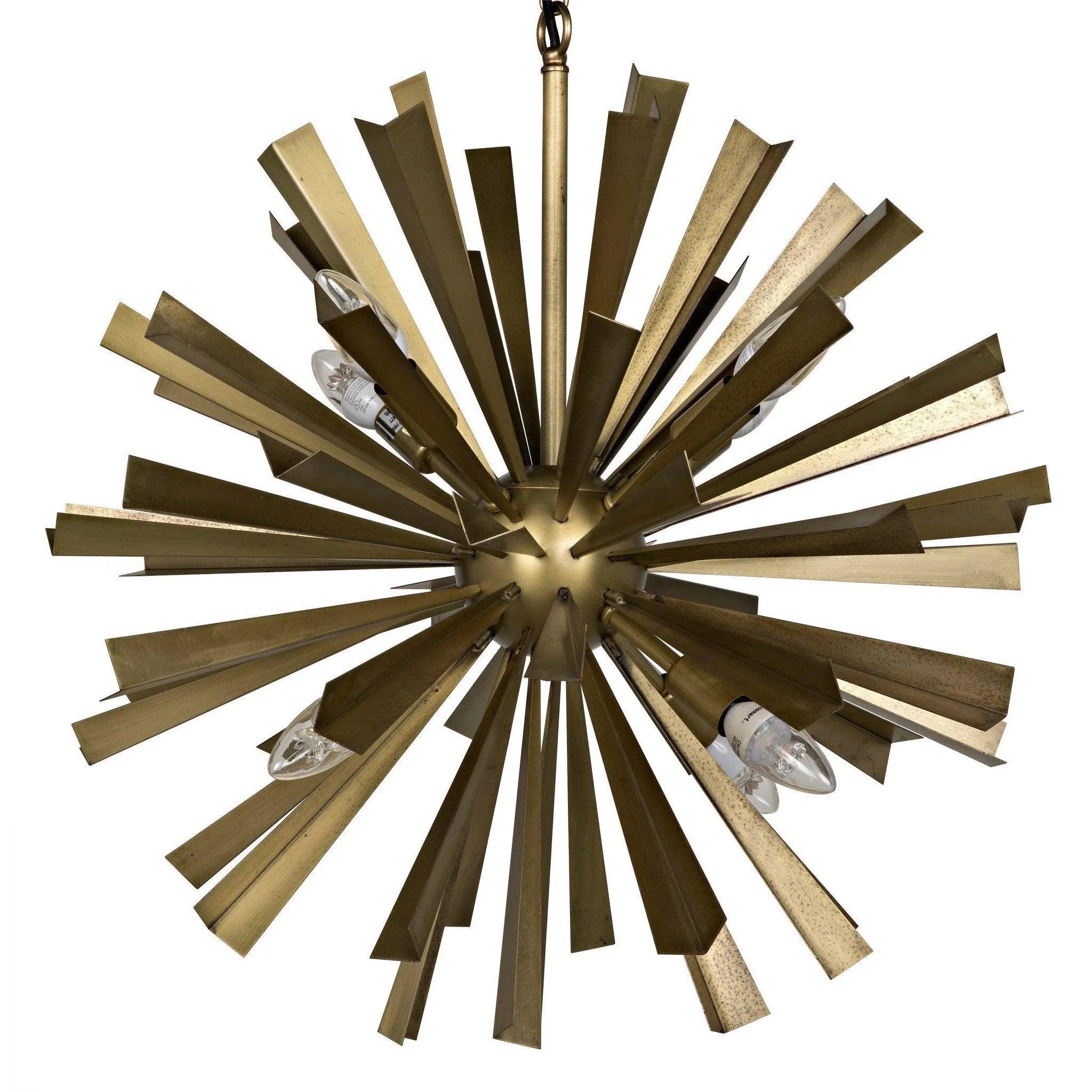 Chandeliers with Colored Glass for a Splash of ColorBero Metal Chandelier With Brass Finish