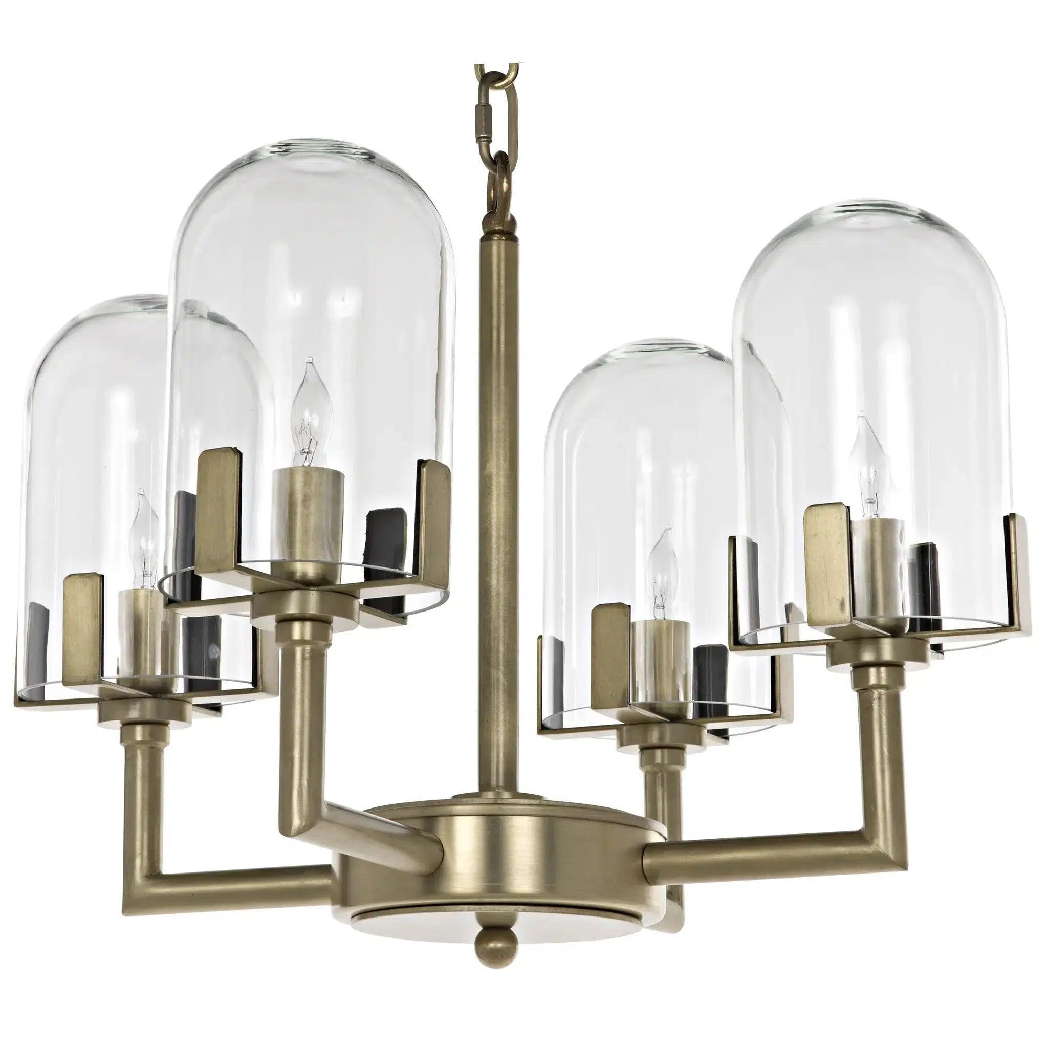 Mid - Century Modern Chandeliers for Vintage AppealBistro Metal Chandelier With Antique Brass