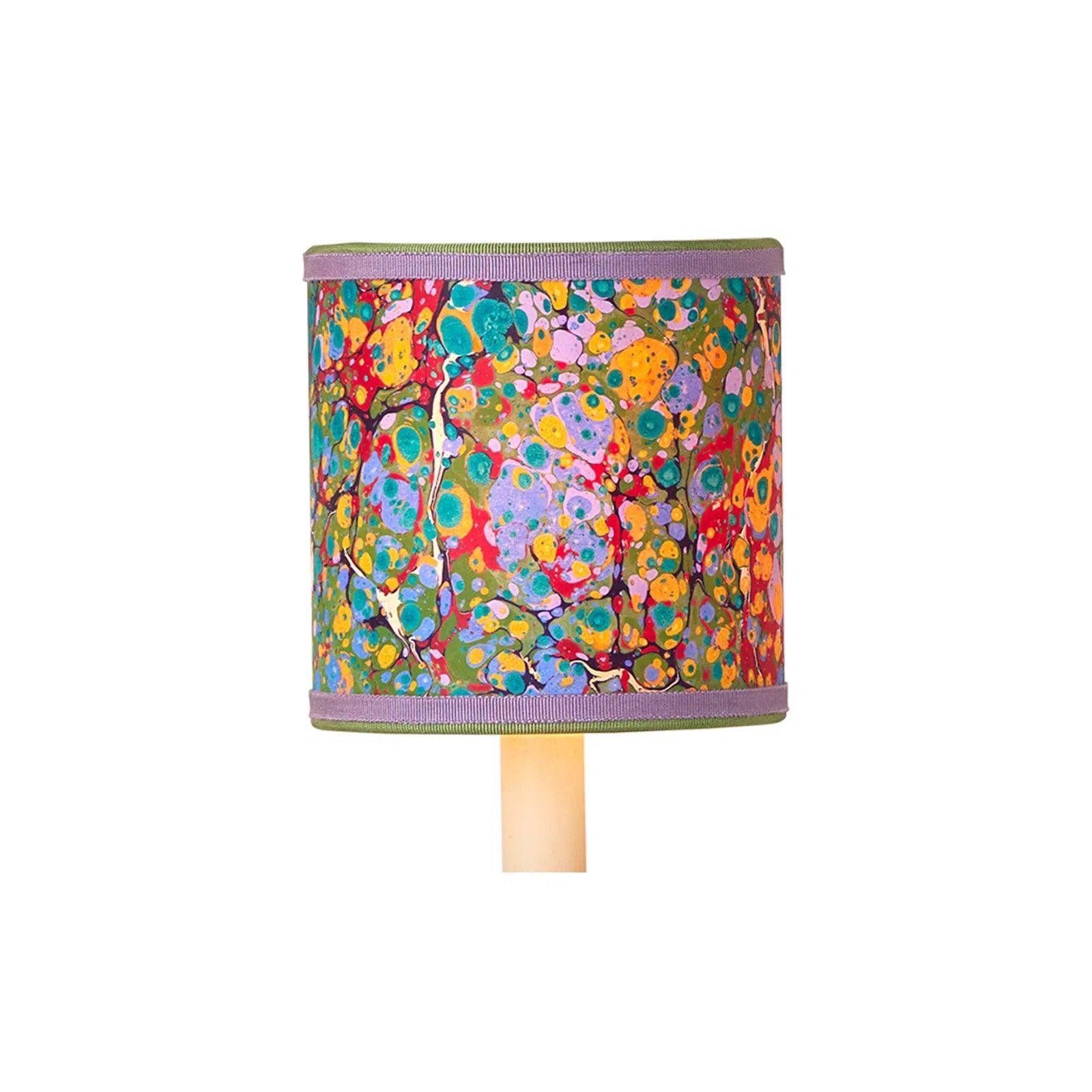 Chandeliers with Colored Glass for a Splash of ColorMarble Multi-Color Paper Drum Chandelier Shade