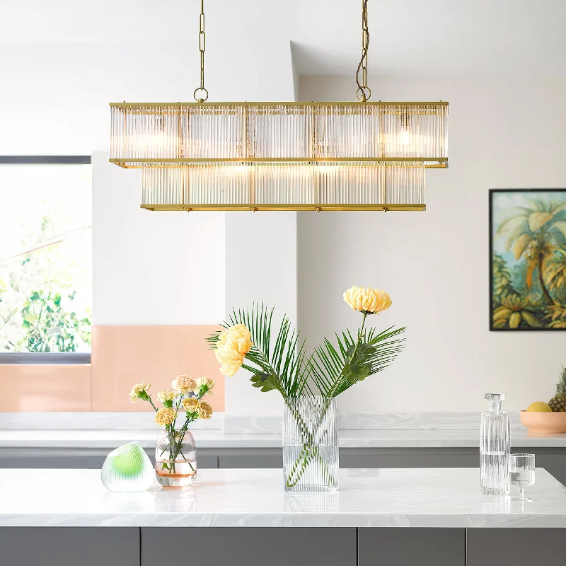 Small Chandeliers for Compact RoomsOdin chandelier in brass with glass rods