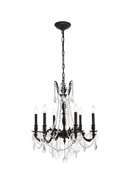 Chandeliers with Metal Frames in Black FinishRosalia 6 Light Chandelier