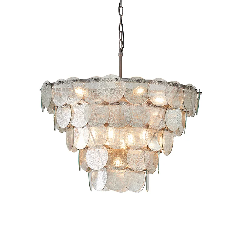 Bohemian - Style Beaded Chandeliers for Eclectic DecorTiered Chandelier with Mercury Effect Glass & Antique Silver Finish Metalwork - ID 11124