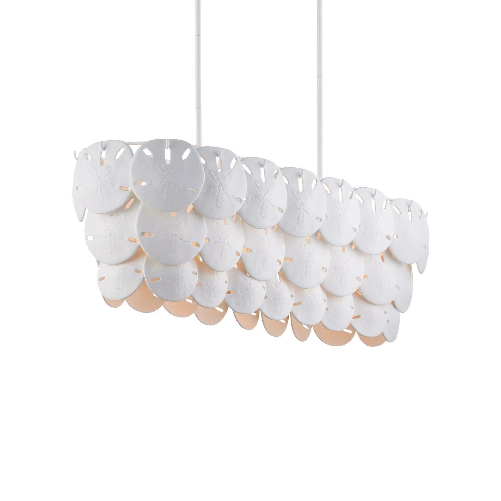 Mid - Century Modern Chandeliers for Vintage AppealTulum Oval Iron and Bone China White Chandelier