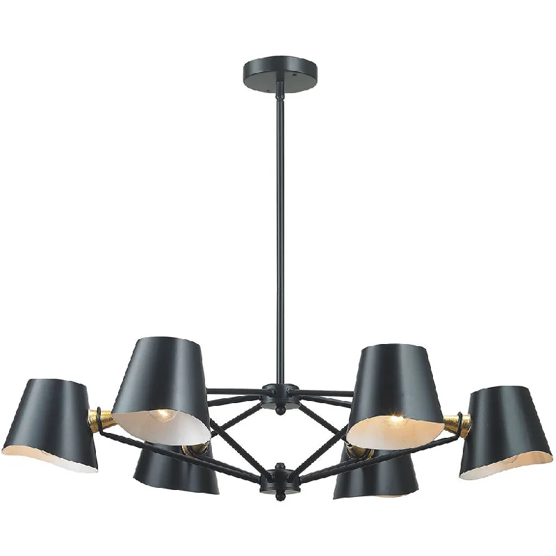 Chandeliers for High Ceilings to Fill Vertical SpaceWeber 6-Light Chandelier Matte Black/Gold Leaf