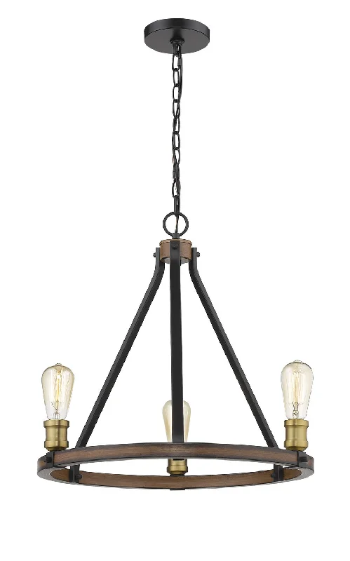 Chandeliers with Metal Frames in Black FinishKirkland Three Light Chandelier