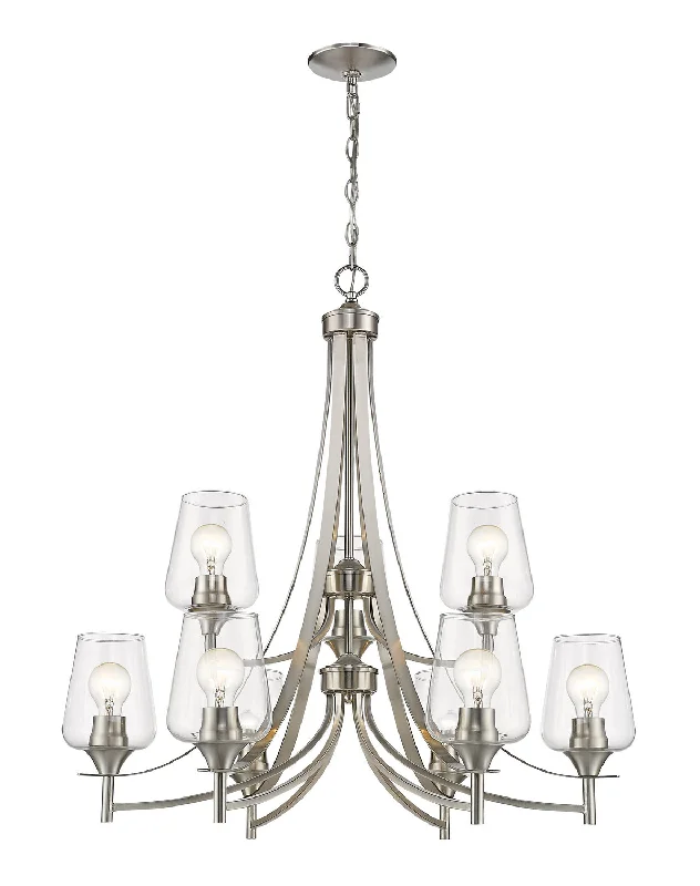 Chandeliers with Adjustable Height for Custom InstallationJoliet Nine Light Chandelier