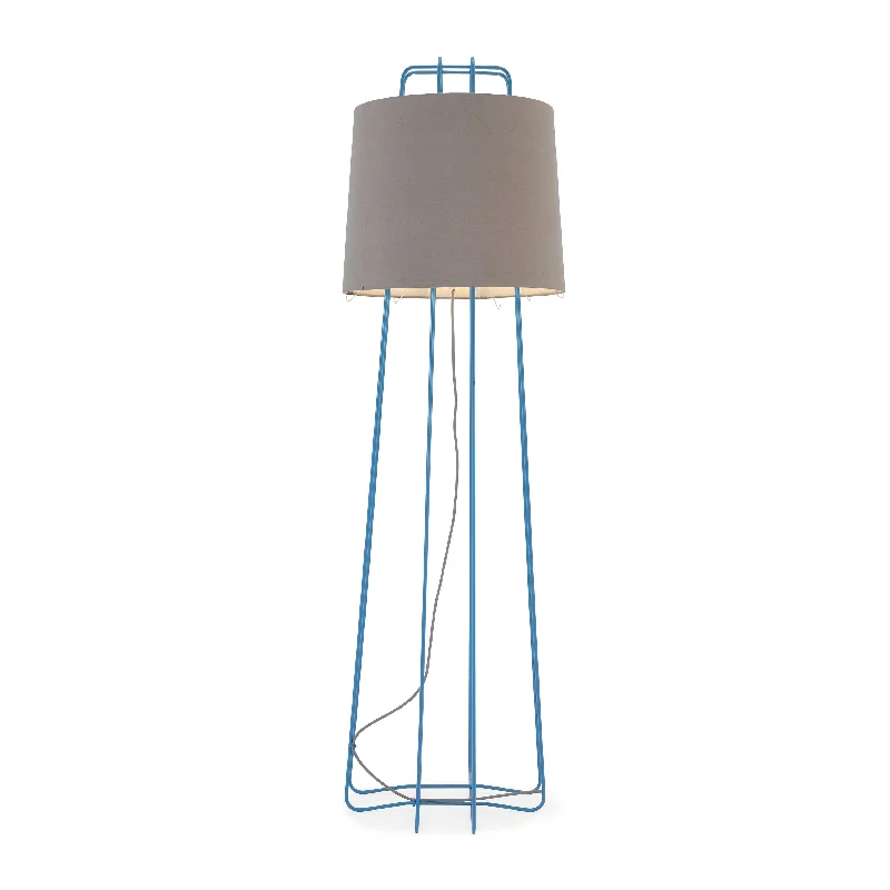 Glass Floor Lamp with Frosted Shades for Soft Diffused LightBlue Grid Base Floor Lamp