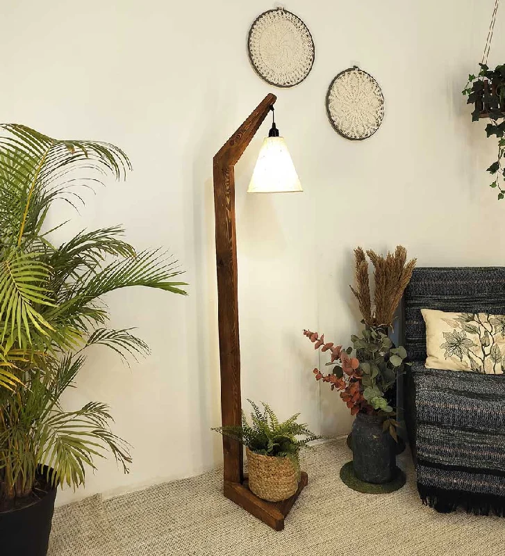 Fabric Floor Lamp with a Linen Shade for a Relaxed AestheticCharles Wooden Floor Lamp with Brown Base and Jute Fabric Lampshade