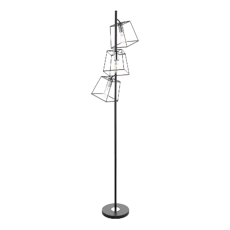 Dimmable Floor Lamp for Adjustable Lighting AmbianceDar Tower 3 Light Floor Lamp Matt Black and Polished Chrome