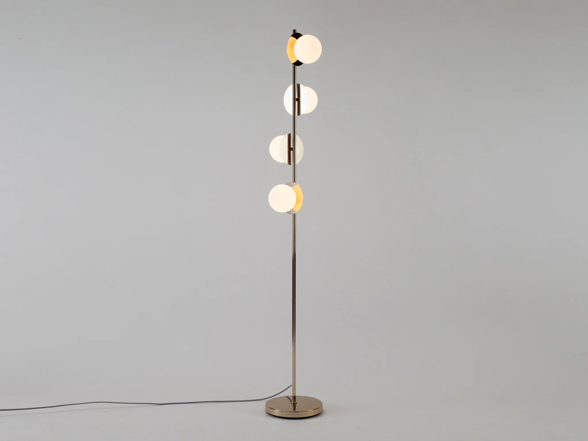 Wood Floor Lamp with Natural Grain for a Warm and Organic Feelhouseof. Opal Disk Floor Light in Brass