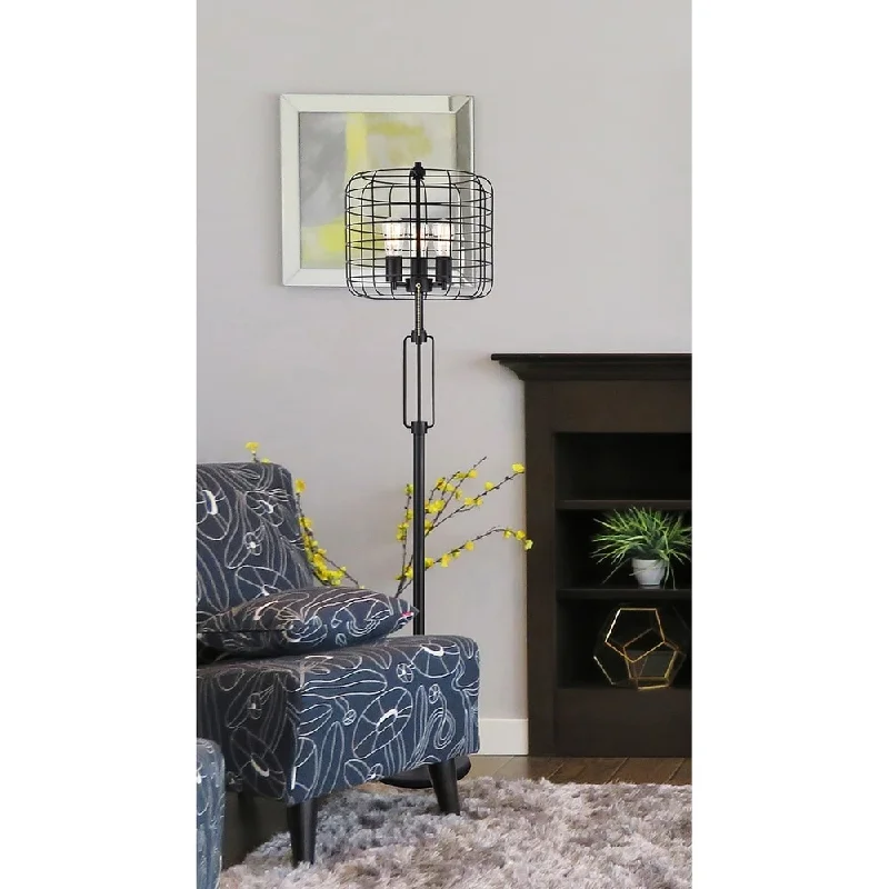 Metal Floor Lamp with a Matte Black Finish for a Sleek LookIndustrial Cage 3 LIght Edison Floor Lamp 63 In.