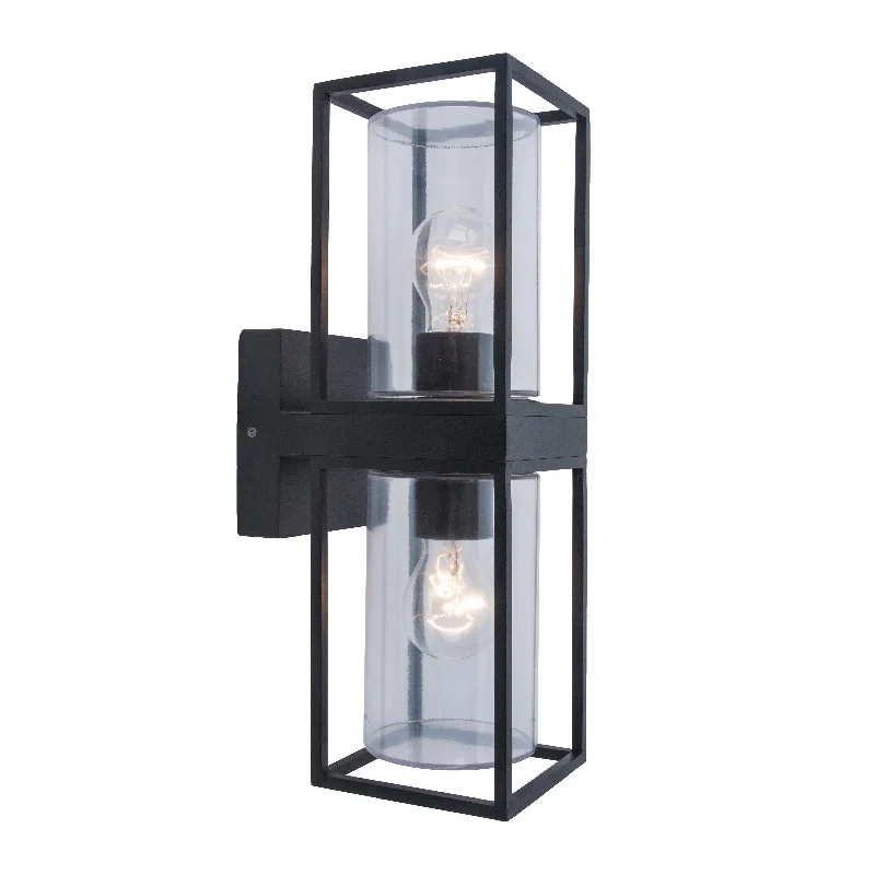 Glass Floor Lamp with Frosted Shades for Soft Diffused LightLutec Flair 2 Light Outdoor Lantern Wall Light - Black