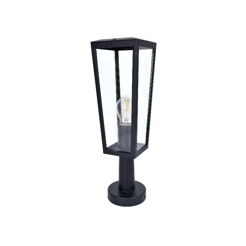 Glass Floor Lamp with Frosted Shades for Soft Diffused LightLutec Pine Outdoor Pedestal Light - Black