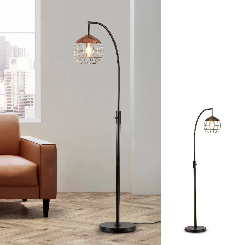 Glass Floor Lamp with Frosted Shades for Soft Diffused LightMetro-S Metal Wire Shade LED Dimmable Floor Lamp with Vintage LED Bulb