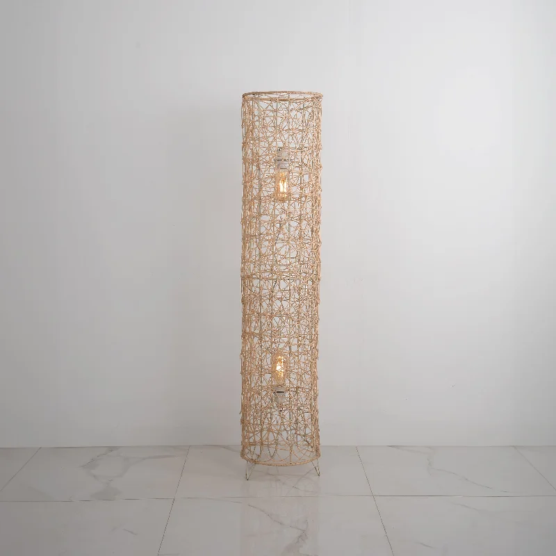 Bohemian Inspired Floor Lamp for Eclectic Home DecorNatural Bamboo Pendant Light-TBS-ARK-F002