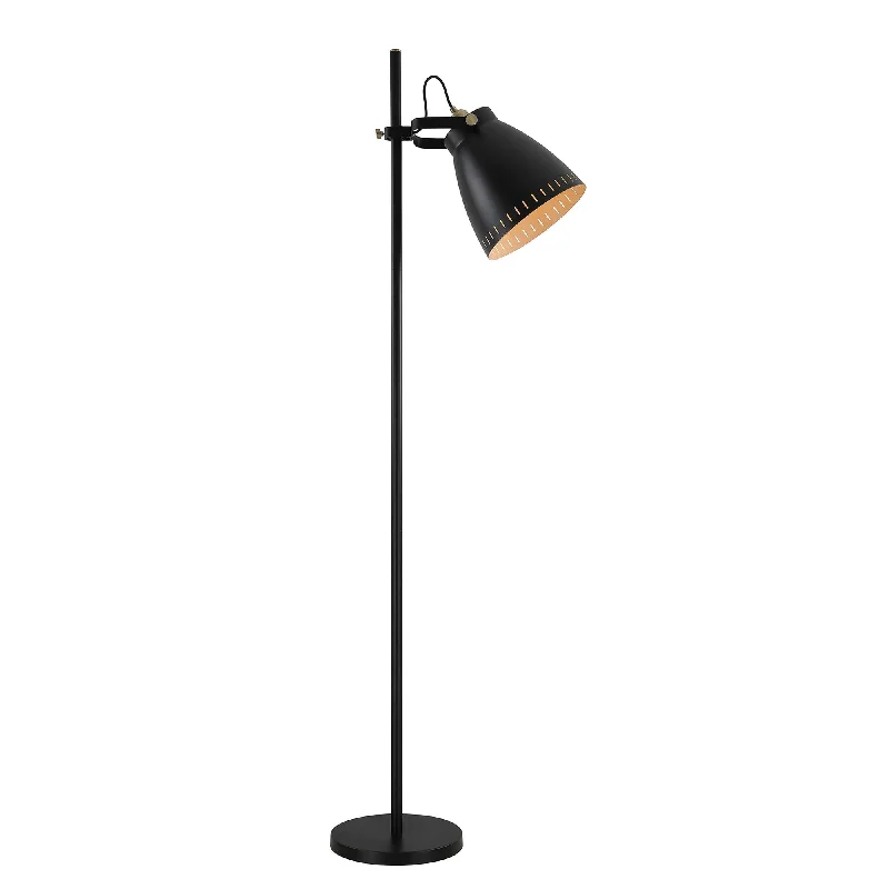 Metal Floor Lamp with a Matte Black Finish for a Sleek LookNelson Lighting NL77249 Bojam Adjustable Floor Lamp 1 Light Matt Black/Antique Brass/Khaki