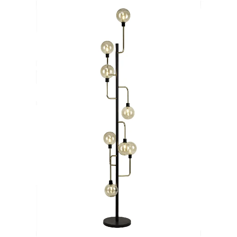 Marble Base Floor Lamp for a Touch of LuxuryNelson Lighting NL77359 Dylon Floor Lamp 8 Light Matt Black/Antique Brass/Cognac Glass