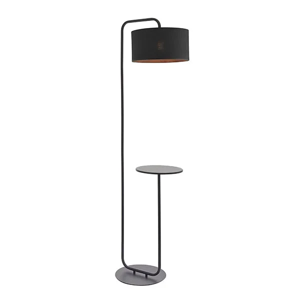 Wood Floor Lamp with Natural Grain for a Warm and Organic FeelNelson Lighting NL942301 1 Light Floor Lamp Satin Black Paint & Black Fabric