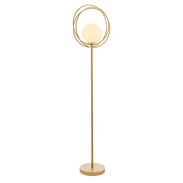  Way Switch Floor Lamp for Multiple Light Intensity LevelsNelson Lighting NL942492 1 Light Floor Lamp Brushed Gold Paint & Gloss Opal Glass