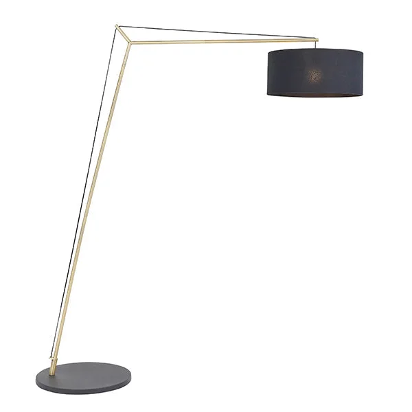 USB Charging Port Floor Lamp for Convenient Device ChargingNelson Lighting NL942623 1 Light Floor Lamp Matt Brass Plate & Black Cotton Fabric