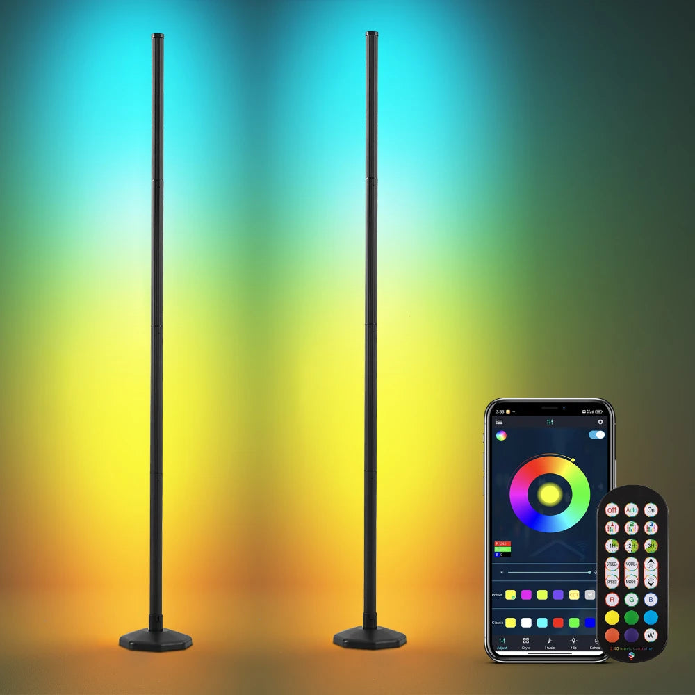 Smart Floor Lamp with Voice Control and Bluetooth ConnectivityRGB LED Smart Floor Lamp with 80+ Scene & 16 Million Colors