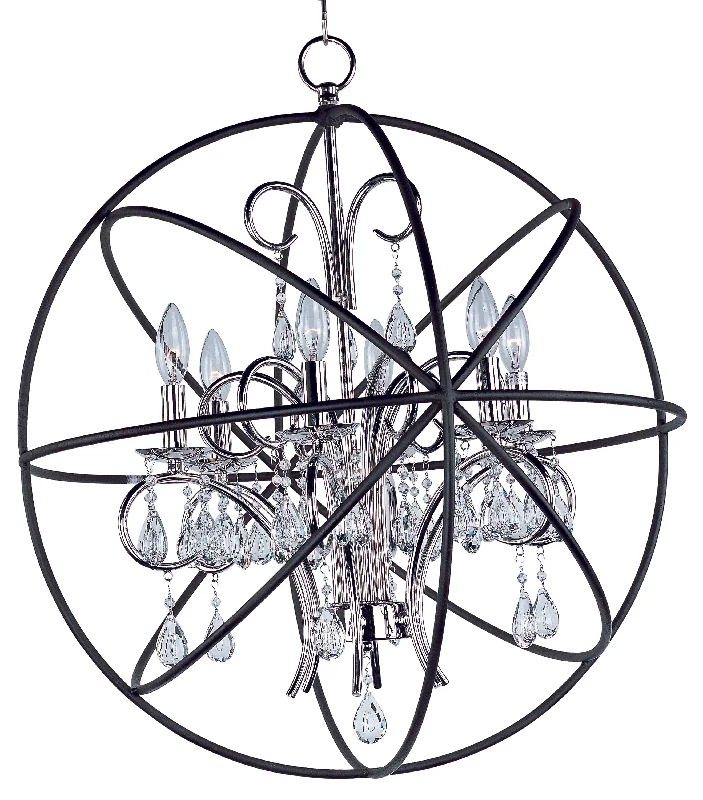 Gothic Ceiling Lights with Dark Metalwork and Pointed ArchesOrbit 6-Light Pendant