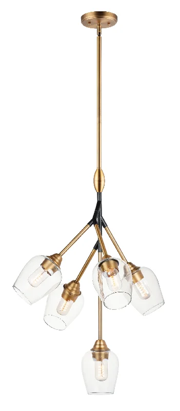 Tropical - Themed Ceiling Lights with Palm - Leaf Shapes and Rattan WrapsSavvy 5-Light Pendant