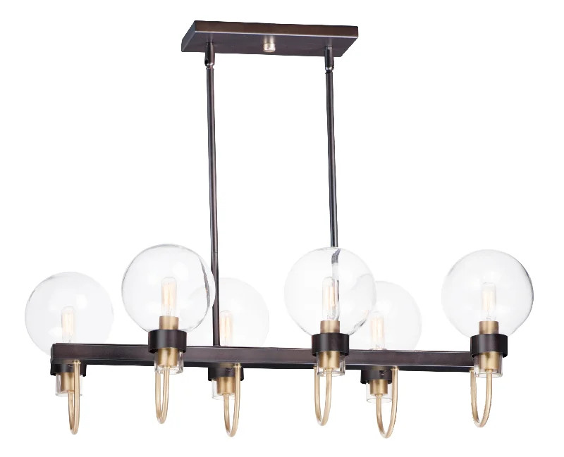 Metal Ceiling Lights in Brass, Copper, Stainless Steel, and IronBauhaus 6-Light Linear Chandelier