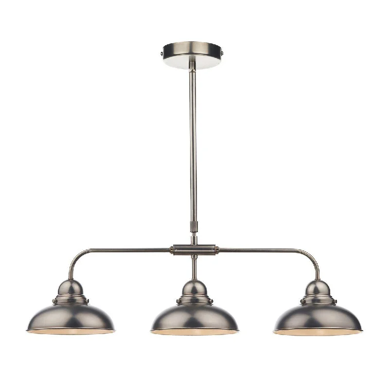 Art Nouveau Ceiling Lights with Organic, Flowing ShapesPimlico Antique Chrome Triple Bar Pendant - ID 3702