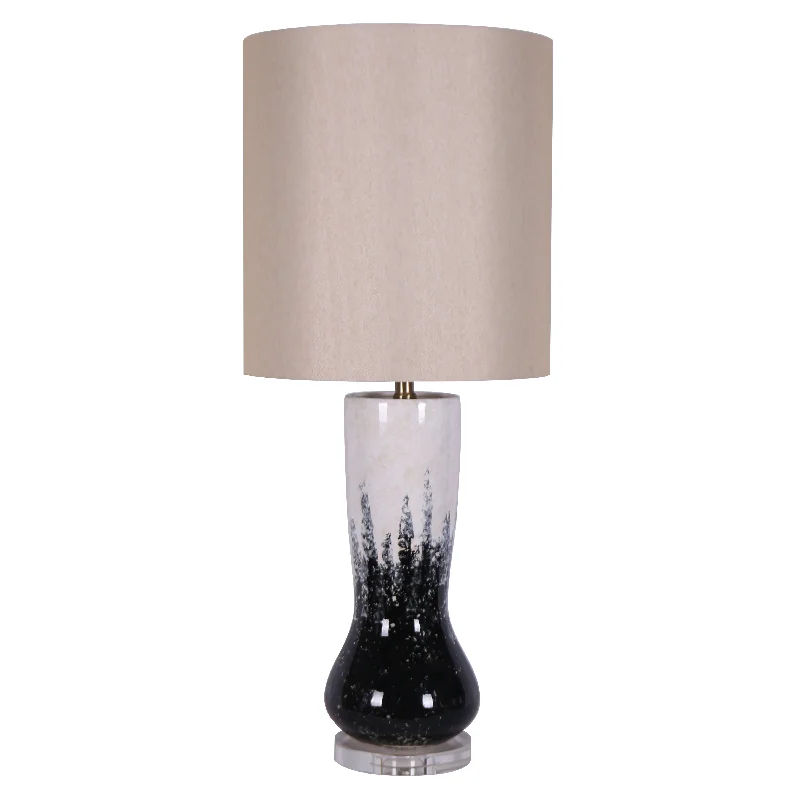 ceramic table lamps with hand painted designs for an artistic touchCERAMIC 34" TALL URN ATBLE LAMP, BLACK/WHITE