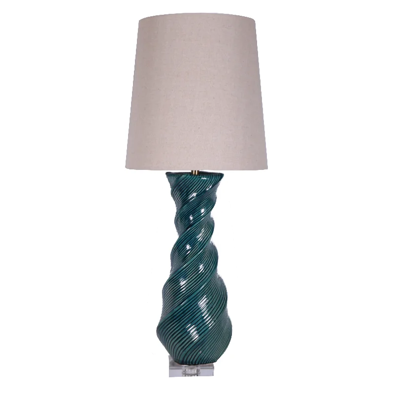 mid century modern table lamps with iconic designs for a stylish studyCERAMIC 38.5" BRAID TABLE LAMP, GREEN