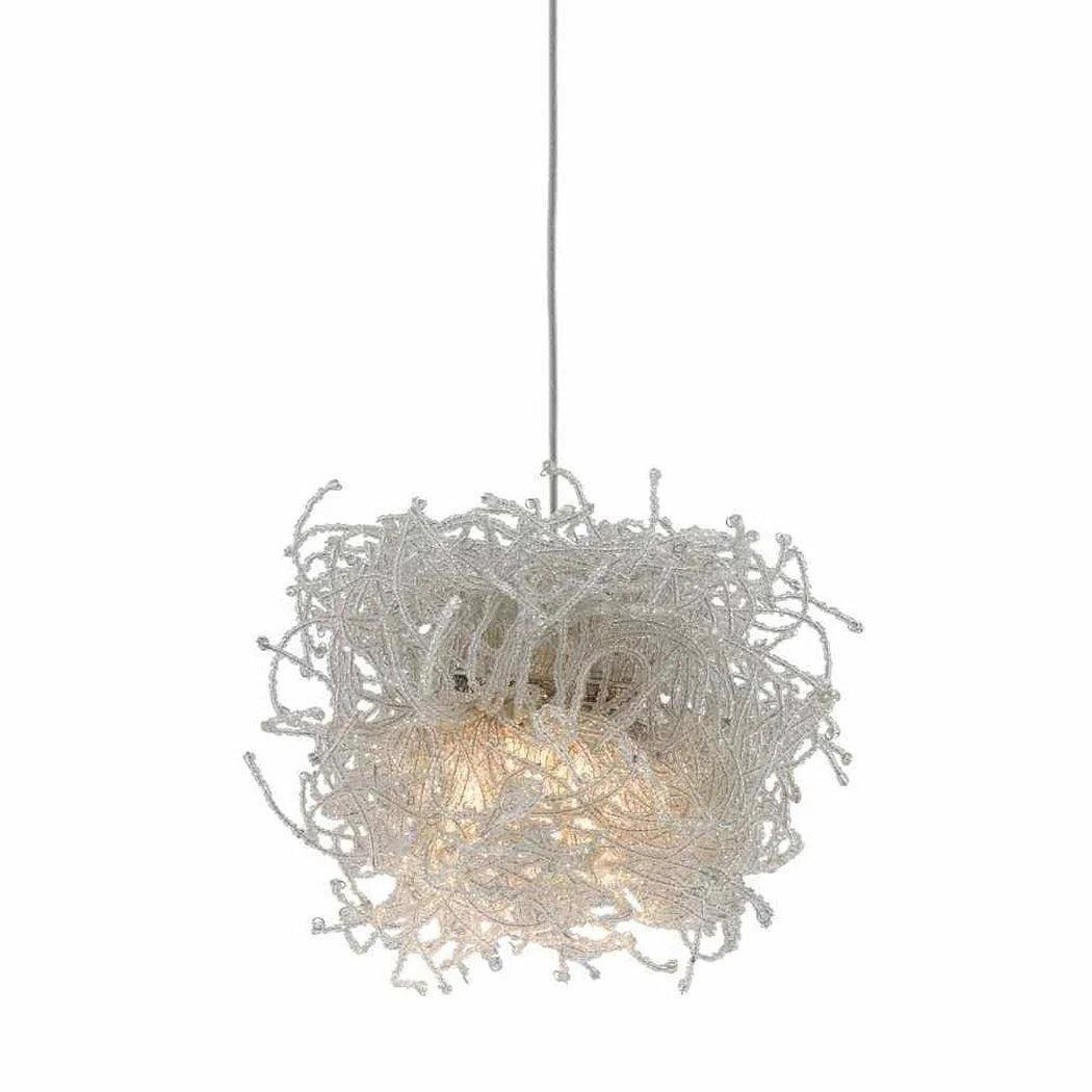 Tropical - Themed Ceiling Lights with Palm - Leaf Shapes and Rattan WrapsPainted Silver Clear Birds Nest 1-Light Multi-Drop Pendant