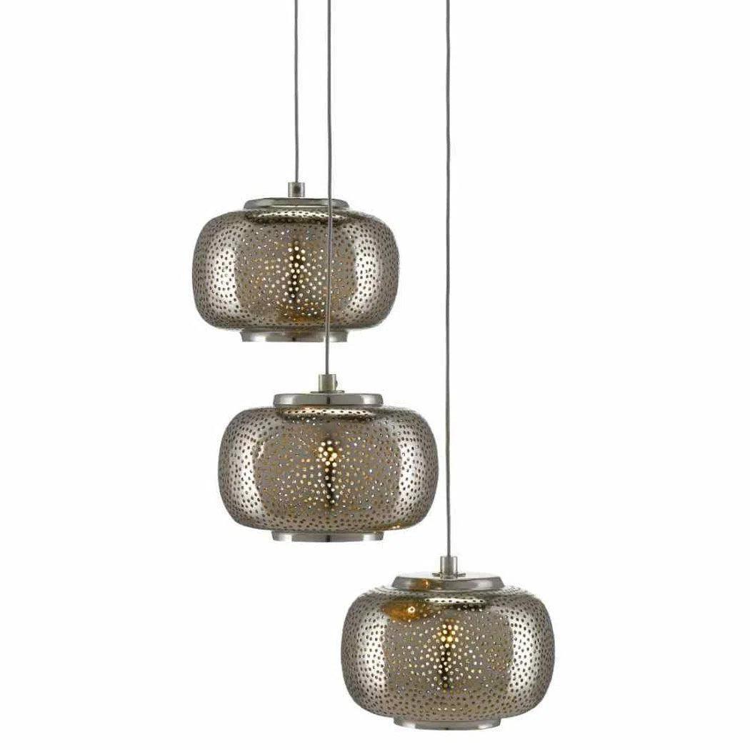 Retro Ceiling Lights Inspired by the 1950s and 1960s DesignPainted Silver Nickel Pepper 3-Light Multi-Drop Pendant