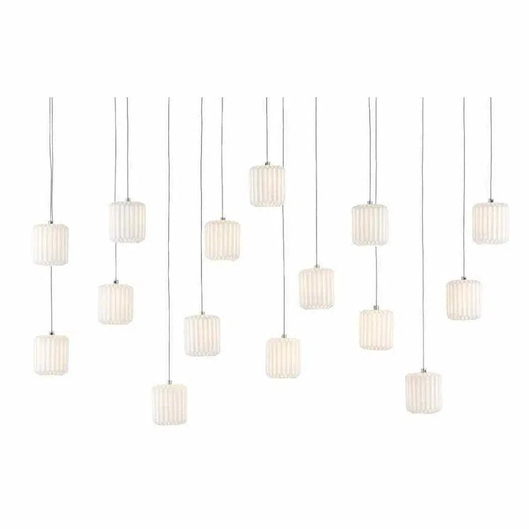 Mediterranean - Style Ceiling Lights with Terra - Cotta and Ceramic DetailsSilver White Dove Rectangular 15-Light Multi-Drop Pendant