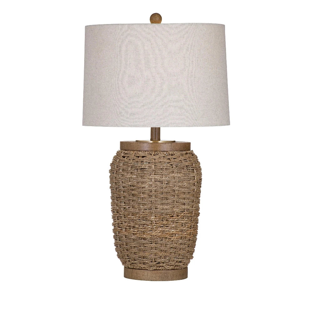 leather table lamps with a distressed texture for a rugged charmCherry Grove Rattan and Metal Grey Table Lamp