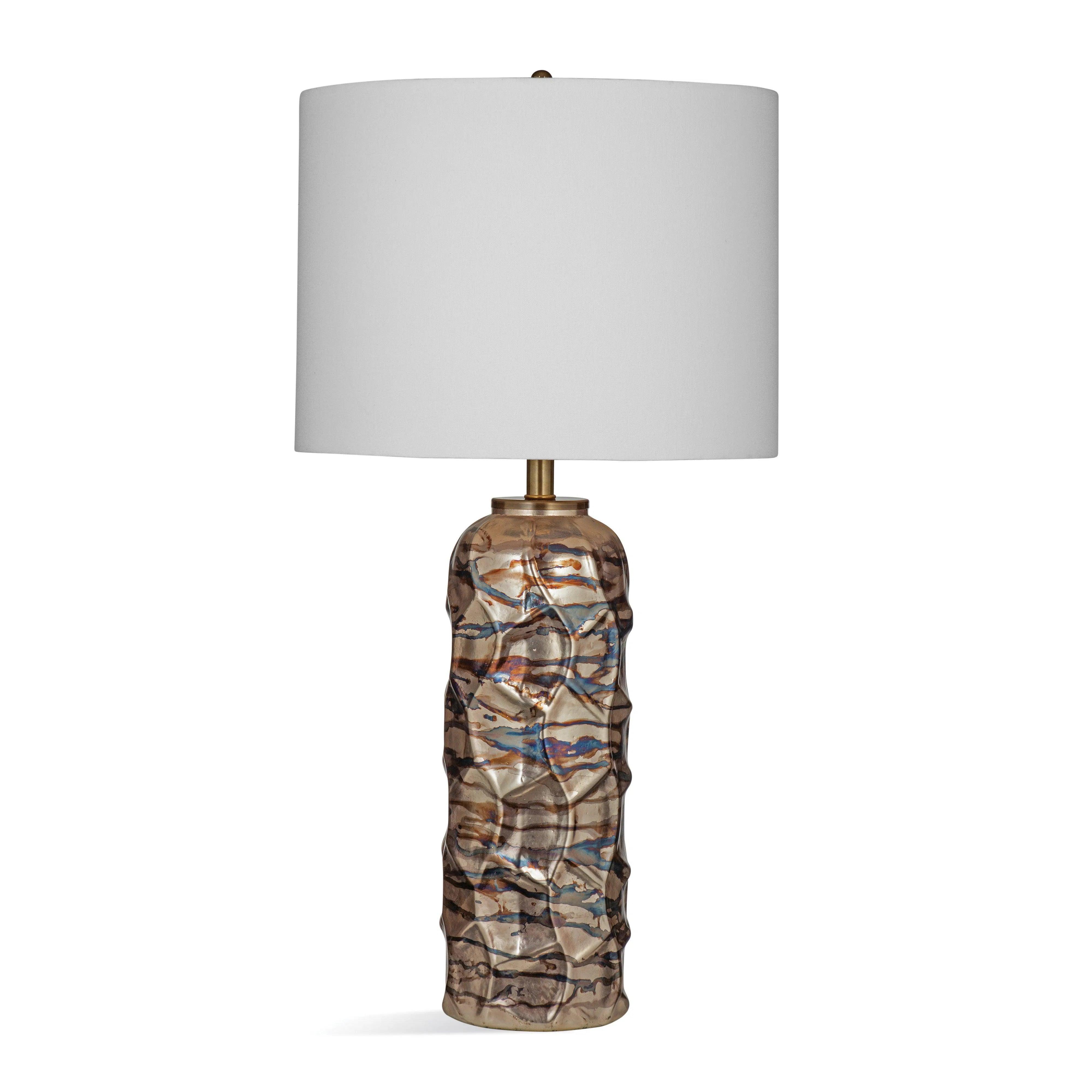 fabric table lamps with a linen shade for a relaxed and breathable lookChristian Glass and Metal Brown Table Lamp