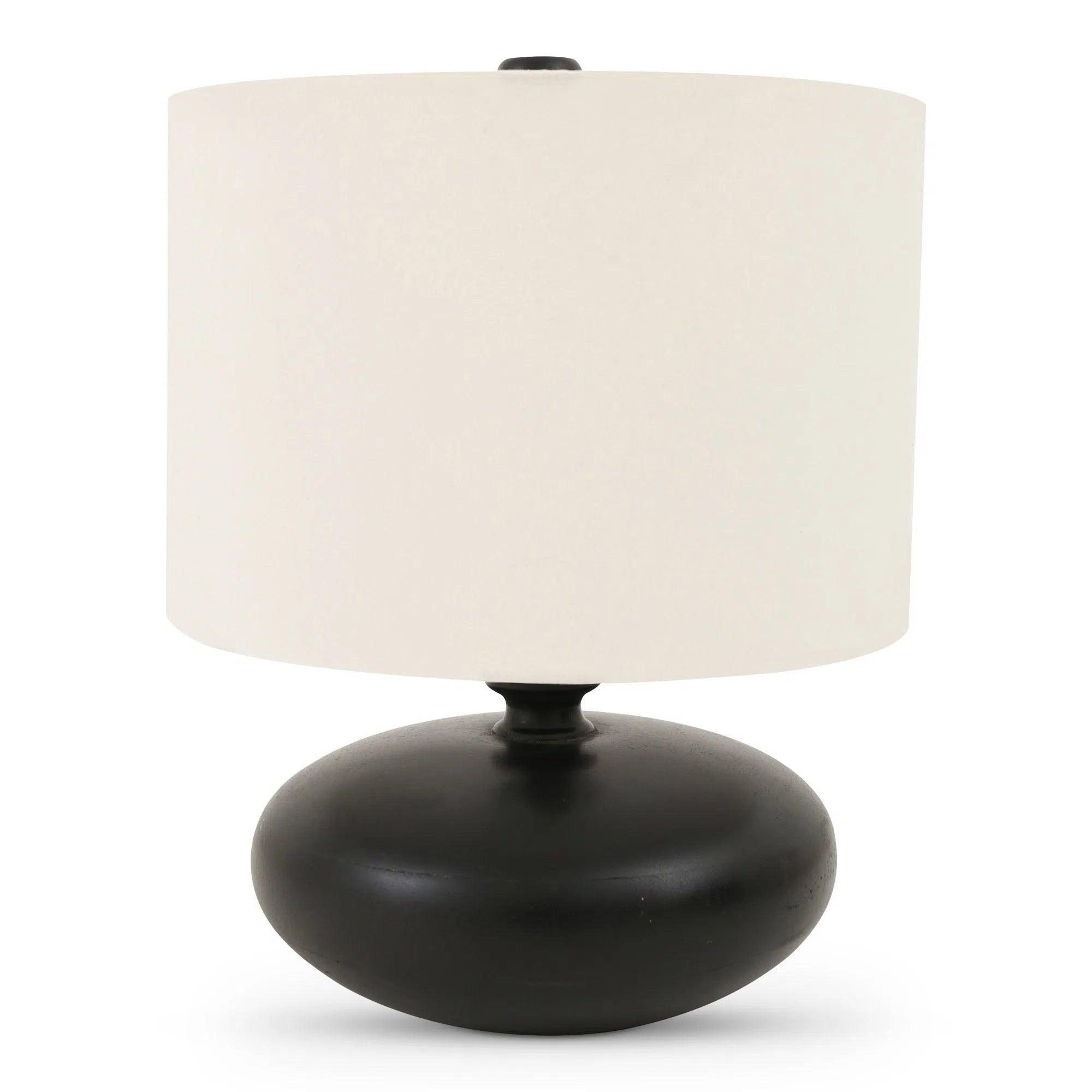 modern minimalist table lamps for contemporary living roomsEvie Mango Wood and Textured Cotton Black Table Lamp