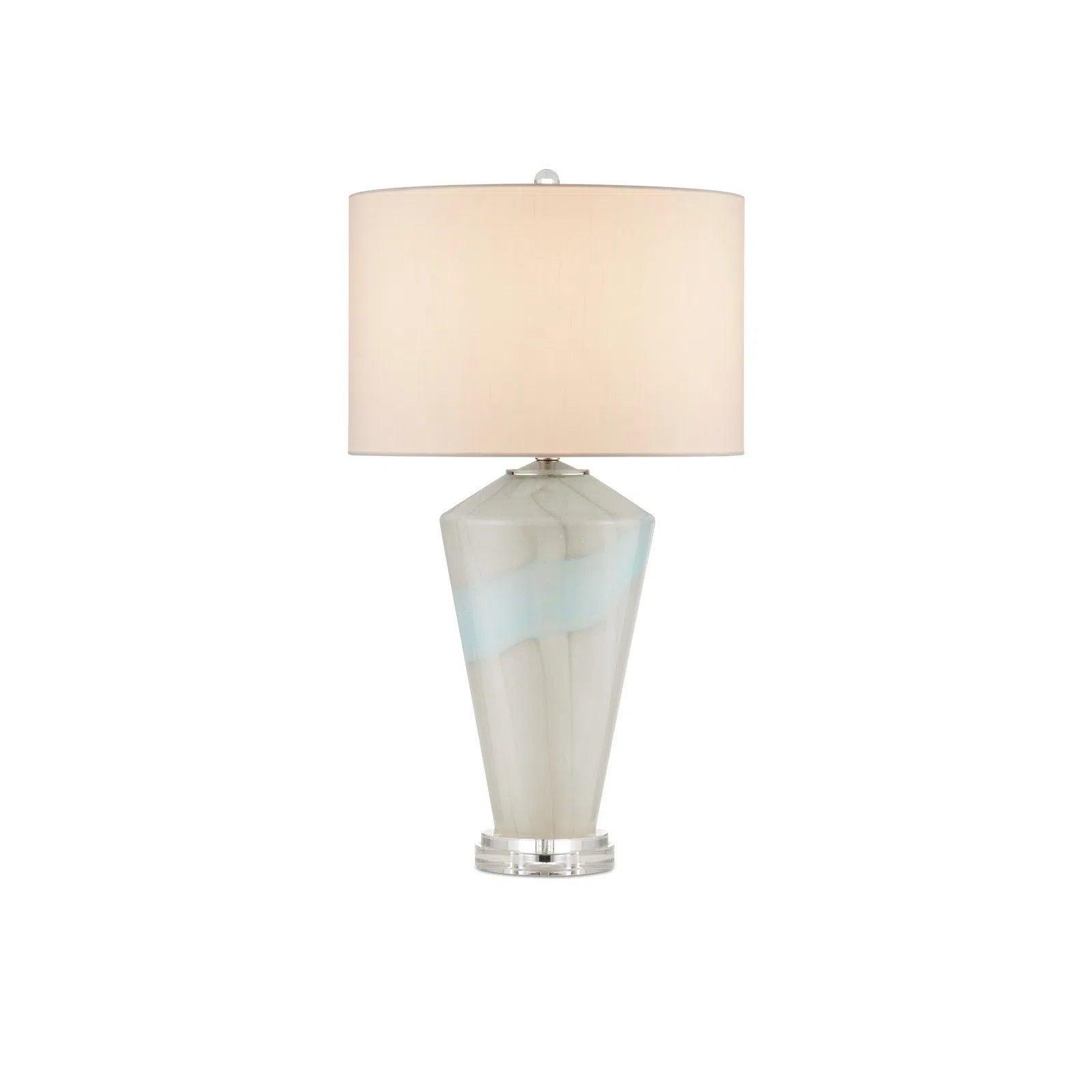 bohemian table lamps with colorful patterns for eclectic bedroomsFloating Cloud Glass and Metal Grey Table Lamp