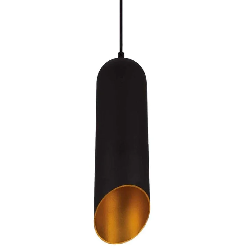 Mediterranean - Style Ceiling Lights with Terra - Cotta and Ceramic DetailsFlute Tube Pendant Light Black and Gold