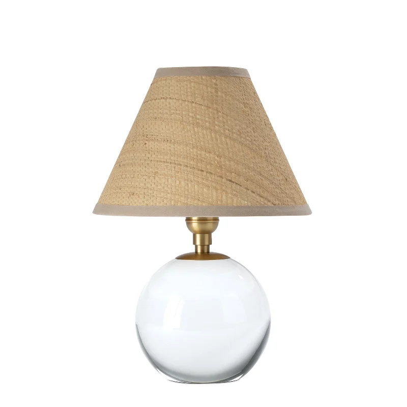 fabric table lamps with a linen shade for a relaxed and breathable lookGiorgio Crystal Mini Lamp (Natural Brass with Rattan Shade)