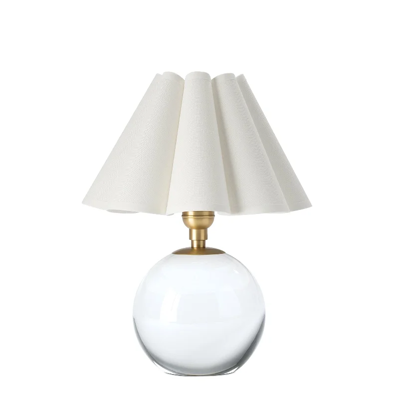 bohemian table lamps with colorful patterns for eclectic bedroomsGiorgio Crystal Mini Lamp (Natural Brass with White Shade)