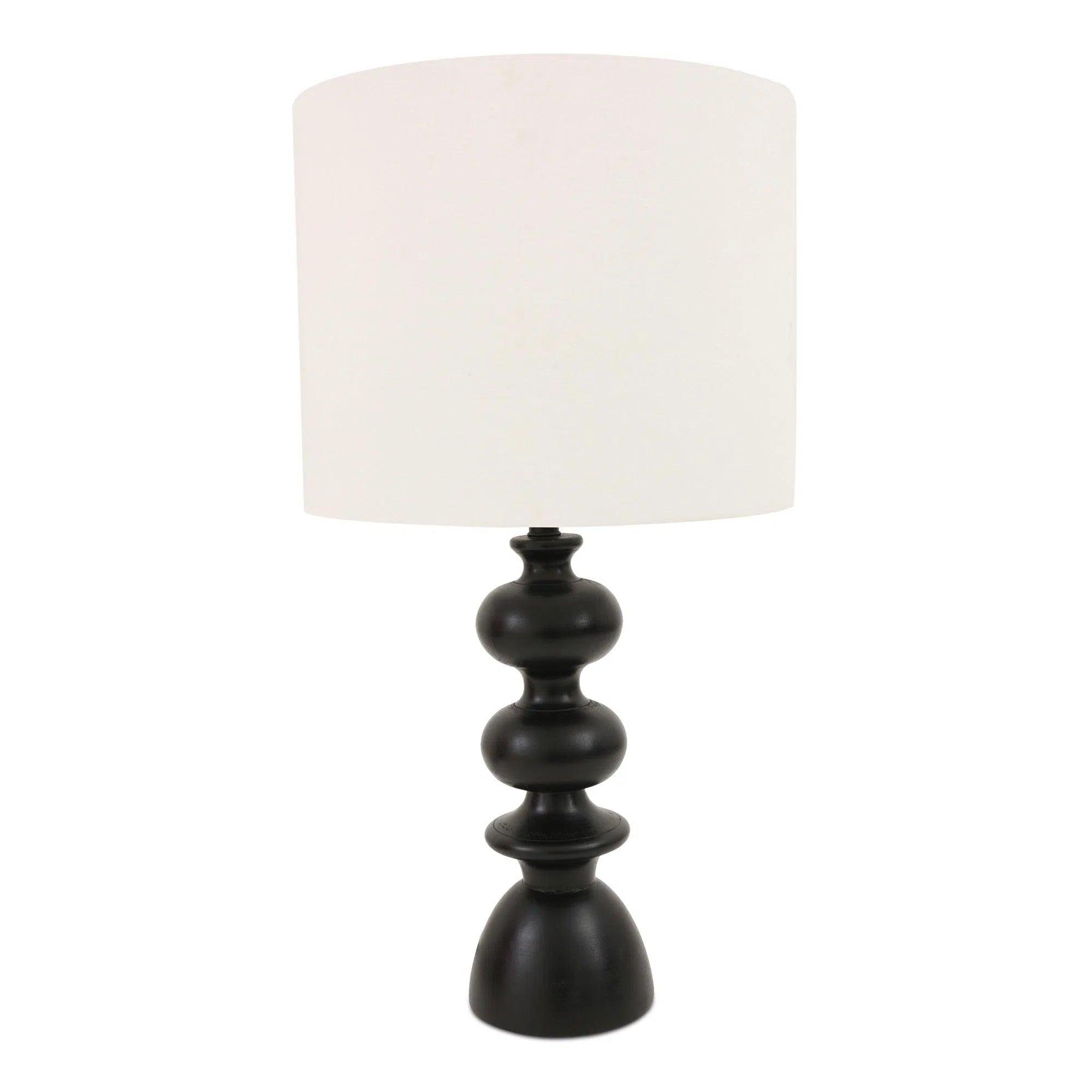 mid century modern table lamps with iconic designs for a stylish studyGwen Mango Wood and Textured Cotton Black Table Lamp