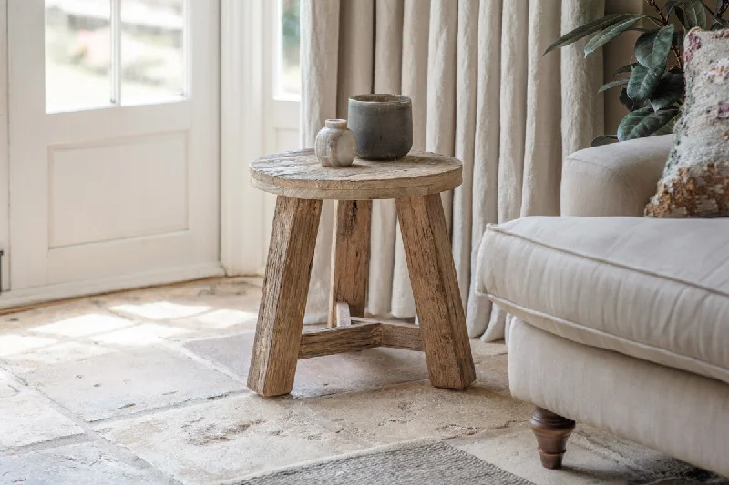 African - Inspired Ceiling Lights with Tribal Patterns and Natural MaterialsIbo Reclaimed Wood Round Side Table - Natural